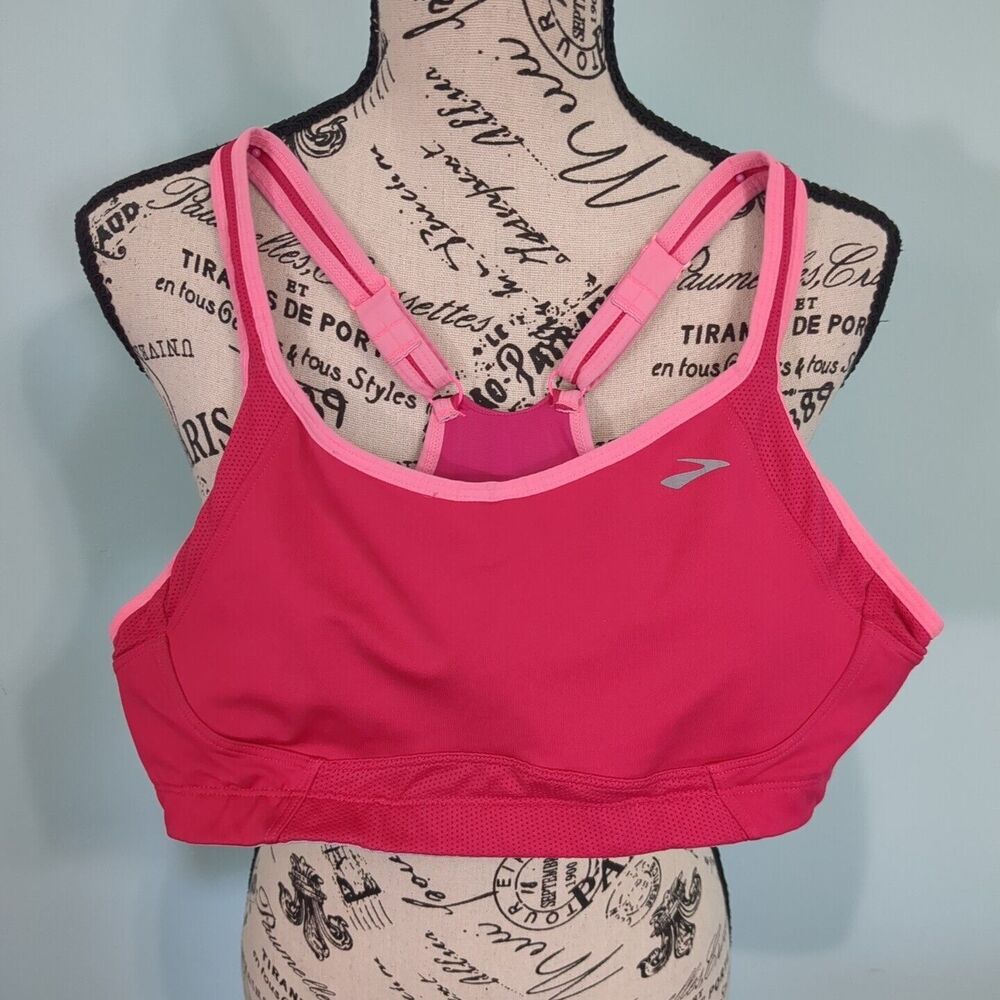 Brooks Adjustable Sports Running Bra pink Sz Medium 34cd - 36 x